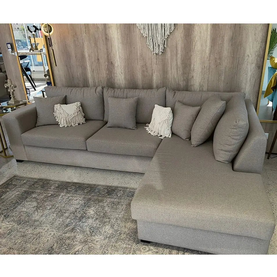 ركنة مودرن شكل L خشب زان، 280x75x180 سم