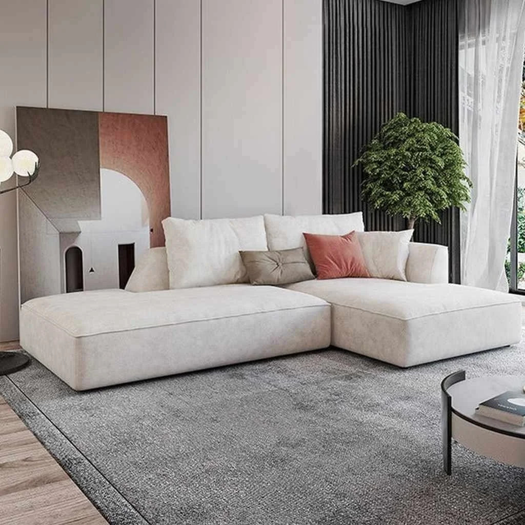 كنبة ركنة خشب زان و قماش كتان